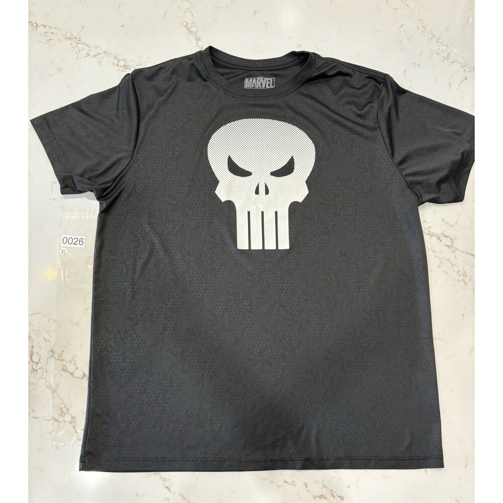Marvel T-Shirt Punisher Skeleton Skull Short Sleeve Men’s Size XL Black Dri Fit